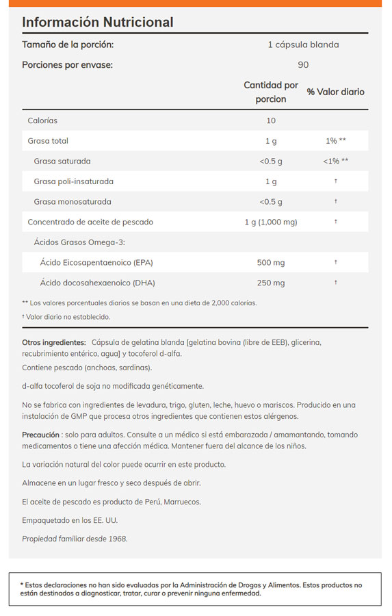 Ultra Omega- 3 (500 EPA / 250 DHA) 90 cápsulas marca NOW - Imagen 3