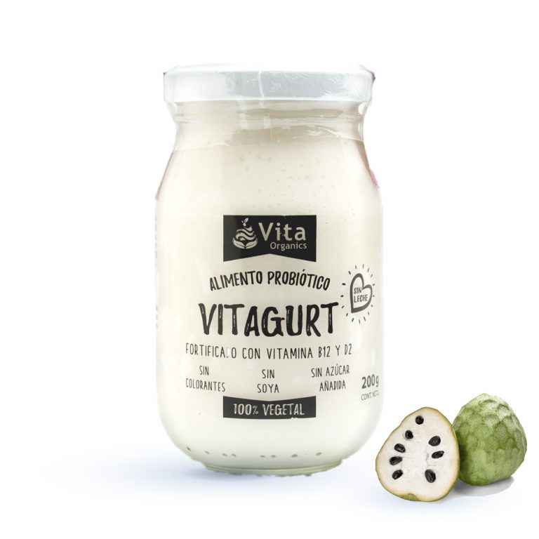 Yogurt Vegano Fortificado con Vitaminas, Sabor Chirimoya, Sin Azucar, 200 grs, marca Vita
