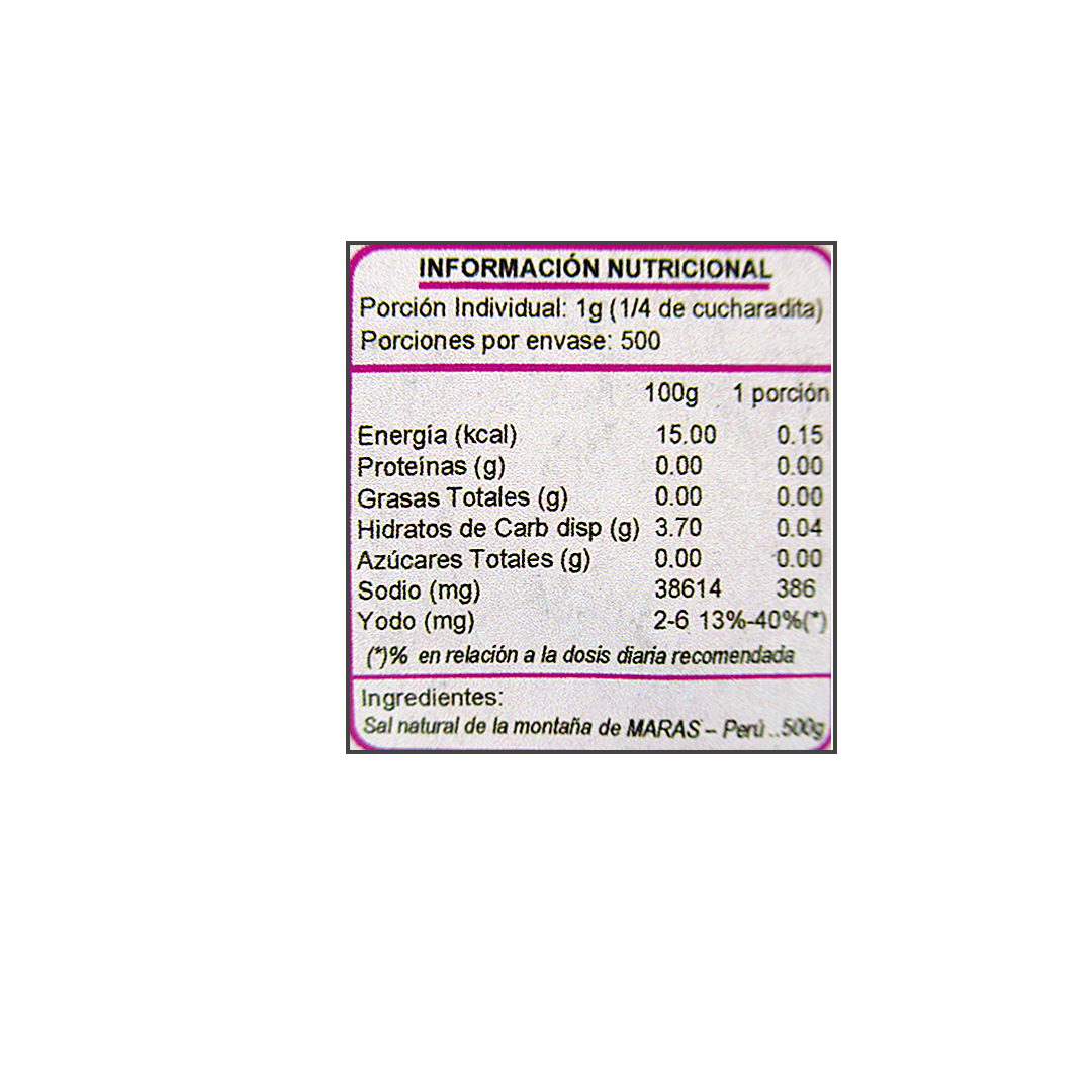 Sal de Maras Fina 500 grs marca Heath Natural - Imagen 2