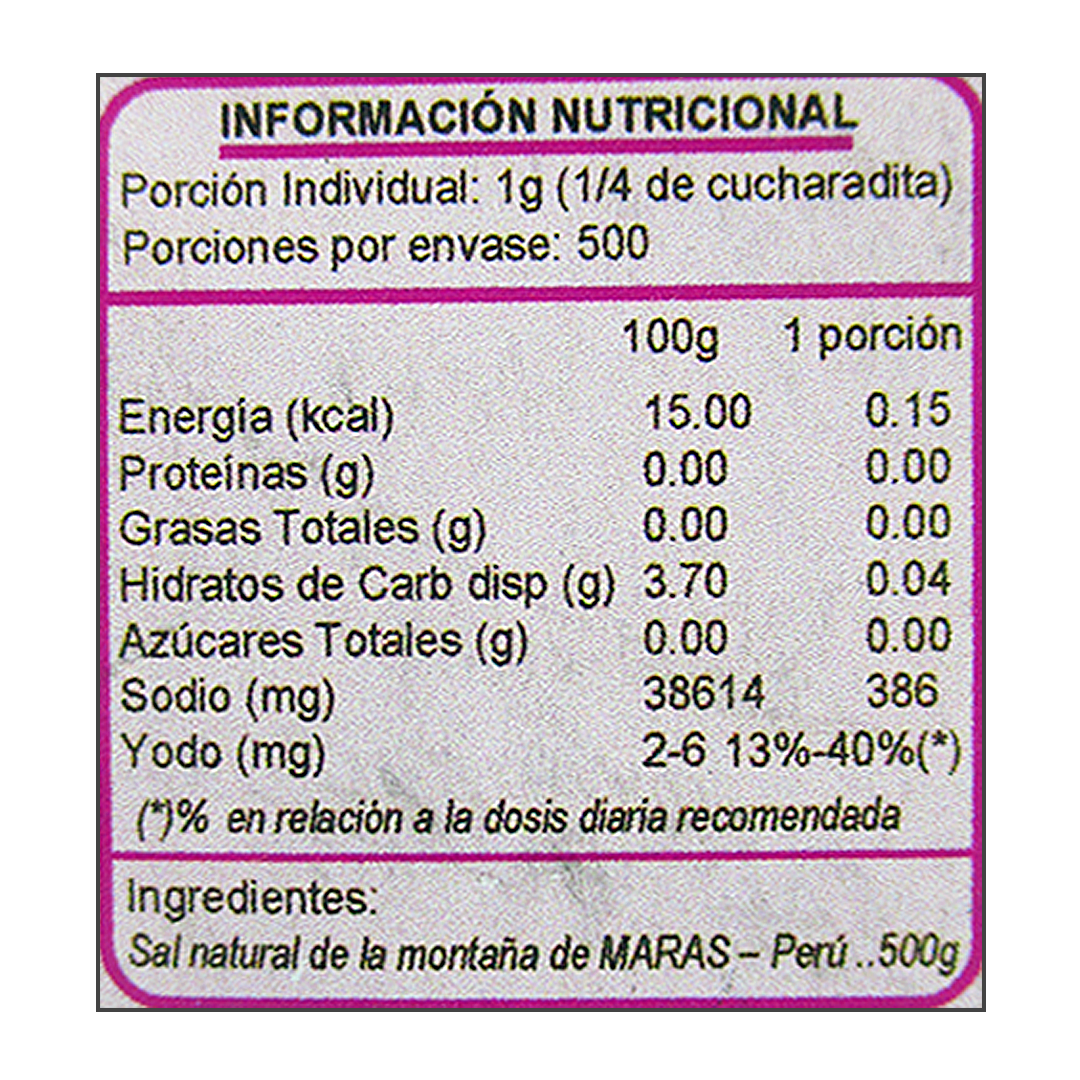 Sal de Maras Gruesa 500 grs marca Heath Natural - Imagen 2