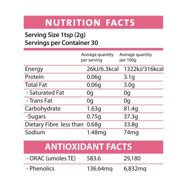 Murta Berry Orgánico en Polvo 60 Grs Marca Nativ for Life - Imagen 2