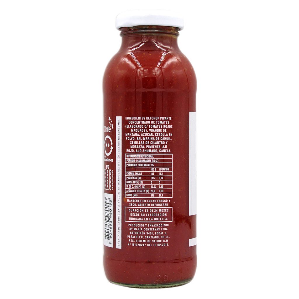 Ketchup Vegano Picante, sin gluten, sin aditivos 350 Gramos Marca By