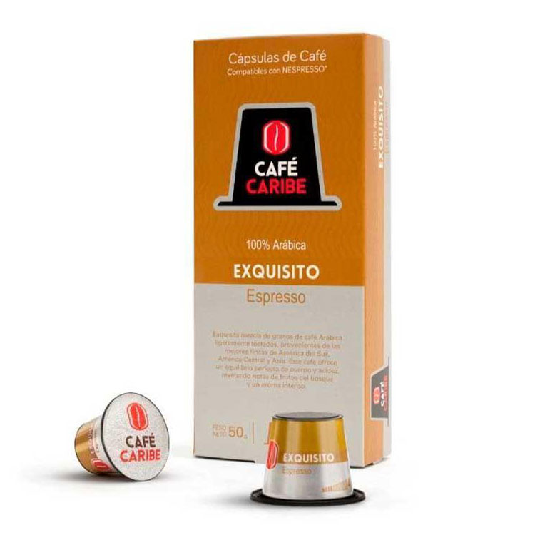 Café Espresso Exquisito , 10 cápsulas p/ Nespresso, marca Café Caribe 1 Café Espresso Exquisito , 10 cápsulas p/ Nespresso, marca Café Caribe