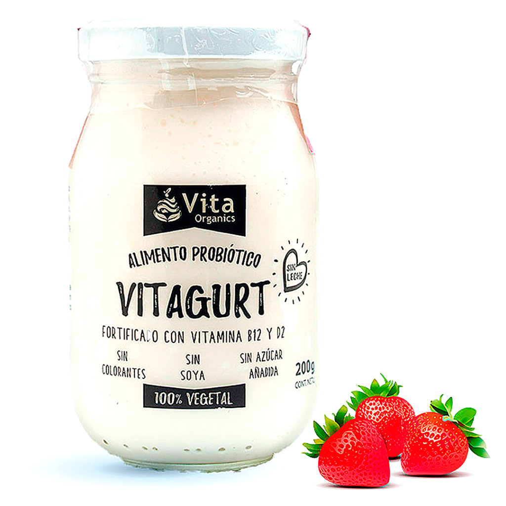 Yogurt Vegano Fortificado con Vitaminas Sabor Frutilla Sin Azucar 200