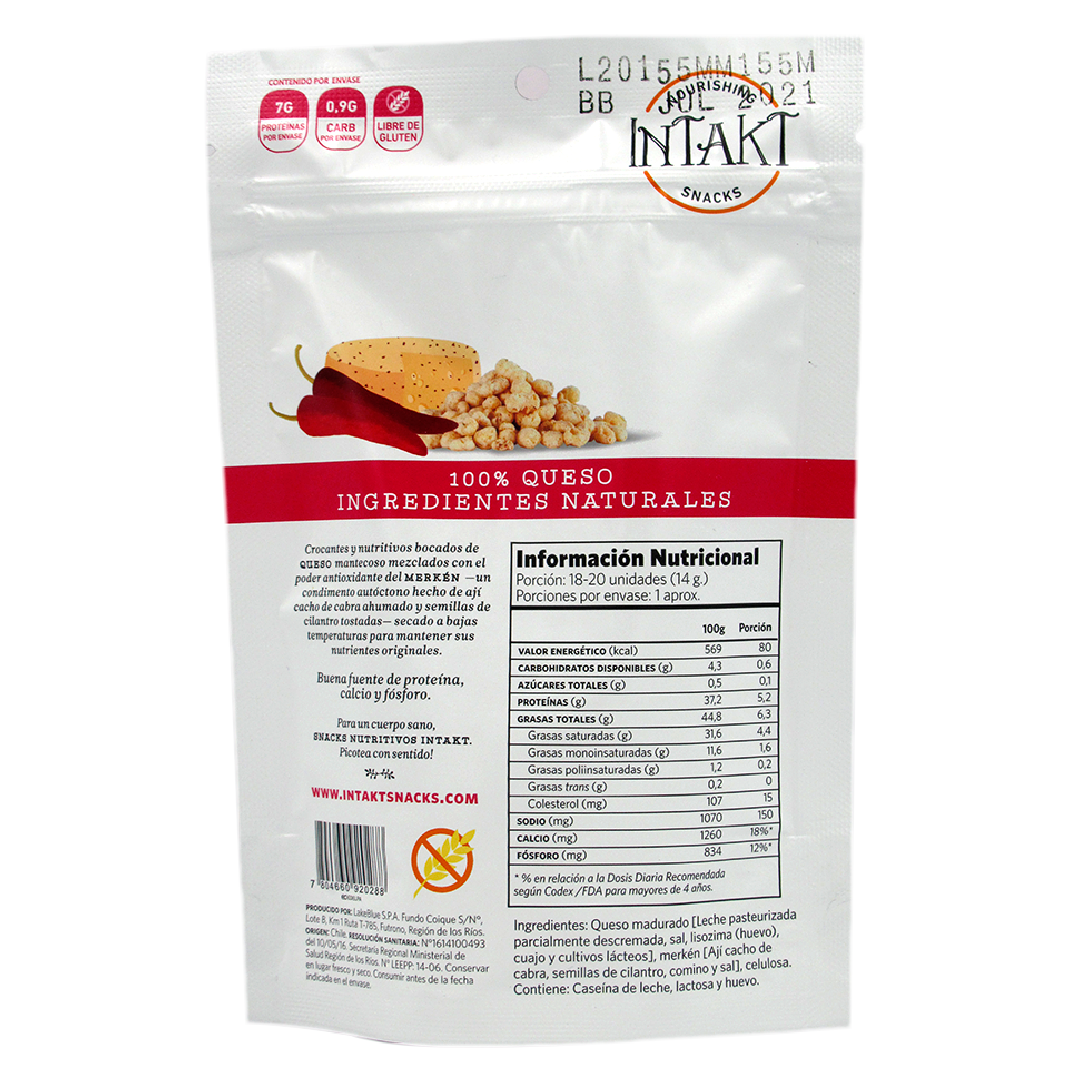 Snack Queso Crocante merken 20 grs Marca Intakt 2 Snack Queso Crocante merken 20 grs Marca Intakt - Imagen 2