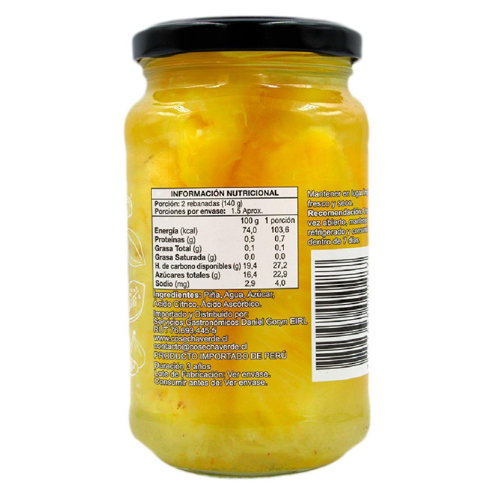 Piña en Almibar 370 grs marca Cosecha Verde Tremus Piña en Almibar 370 grs marca Cosecha Verde Tremus