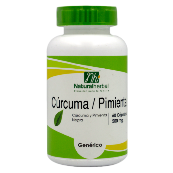 Cúrcuma y Pimienta 60 capsulas Marca Natural Herbal