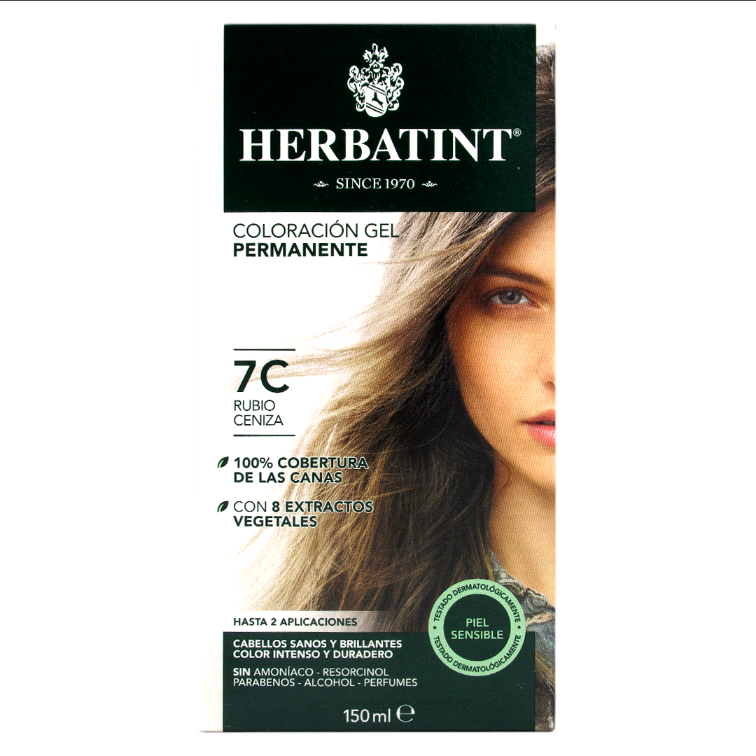 Tinte Gel Vegetal 7C Cabello Rubio Ceniza sin amoniaco150 ml marca Herbatint