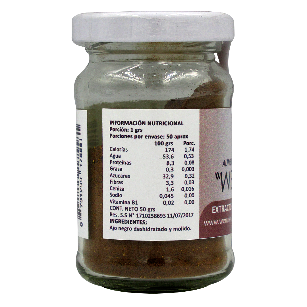 Extracto de Ajo Negro en Polvo, 50 Grs, Marca Wenulen - Imagen 2