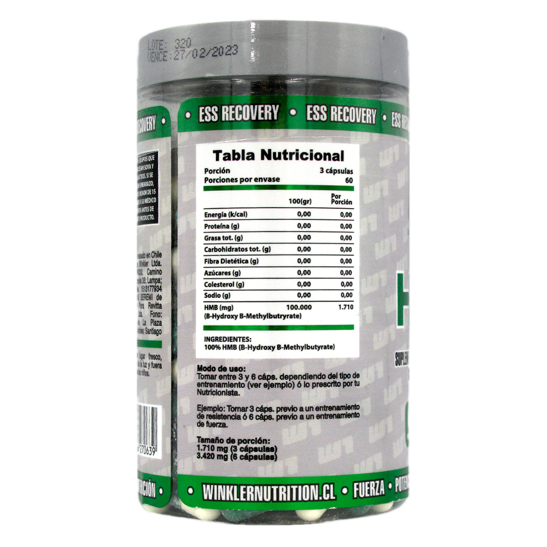 HMB Suplemento Alimentario Para Deportistas 180 Capsulas Marca Winkler Nutrition - Imagen 2