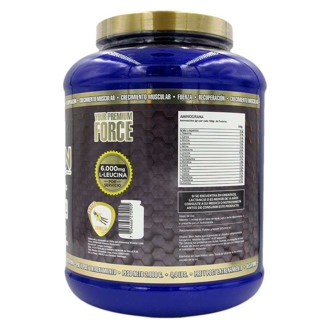 Proteina Iso-Win Aislado 100% Hidrolizado Sabor Vainilla 2 kg Marca Winkler Nutrition - Imagen 2