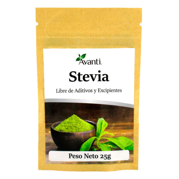 Stevia En Polvo Libre de Aditivos y Excipientes 25 grs Marca Avanti