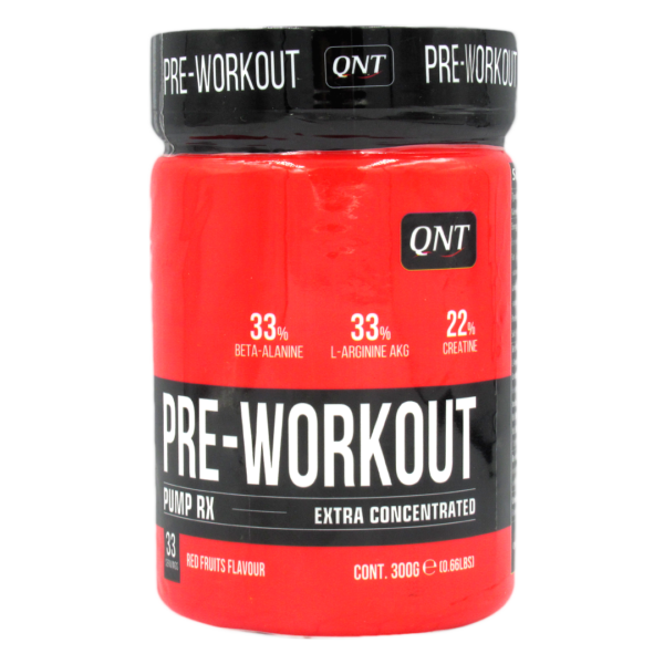 Pre Workout Para deportistas Con Adicion de Aminoacidos, Sabor Frutos Rojos,300 Grs, Marca Qnt