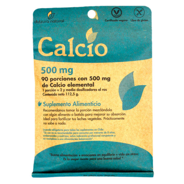 Calcio 90 porciones con 500 mg Marca Dulzura Natural