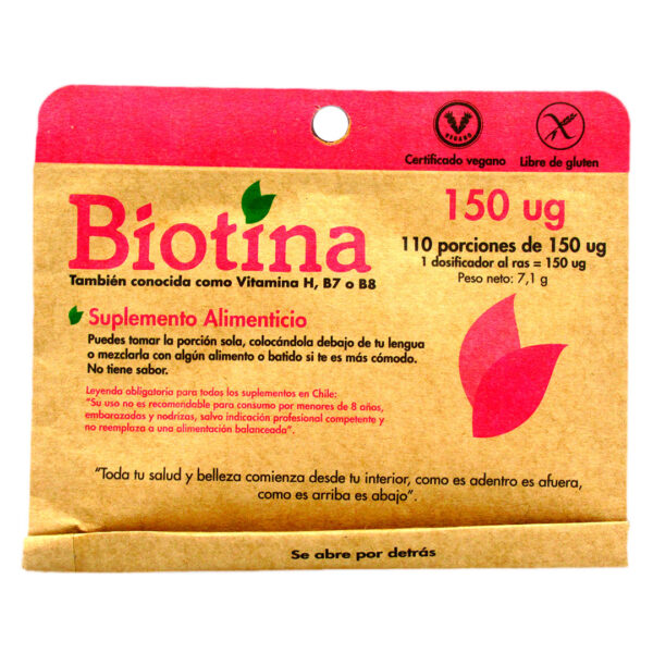 Biotina110 Porciones de 150 ug Marca Dulzura Natural