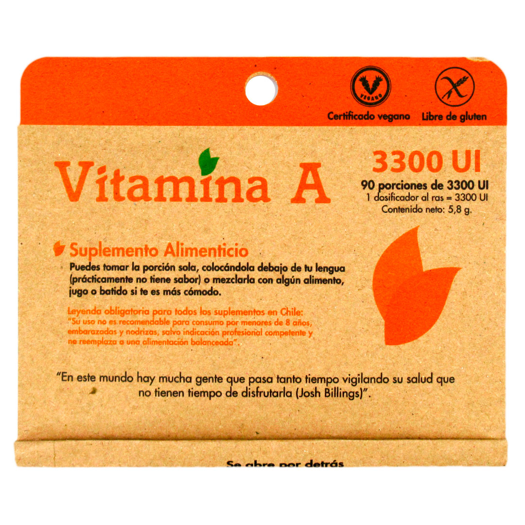 Vitamina A 90 porciones de 3300 UI Marca Dulzura Natural