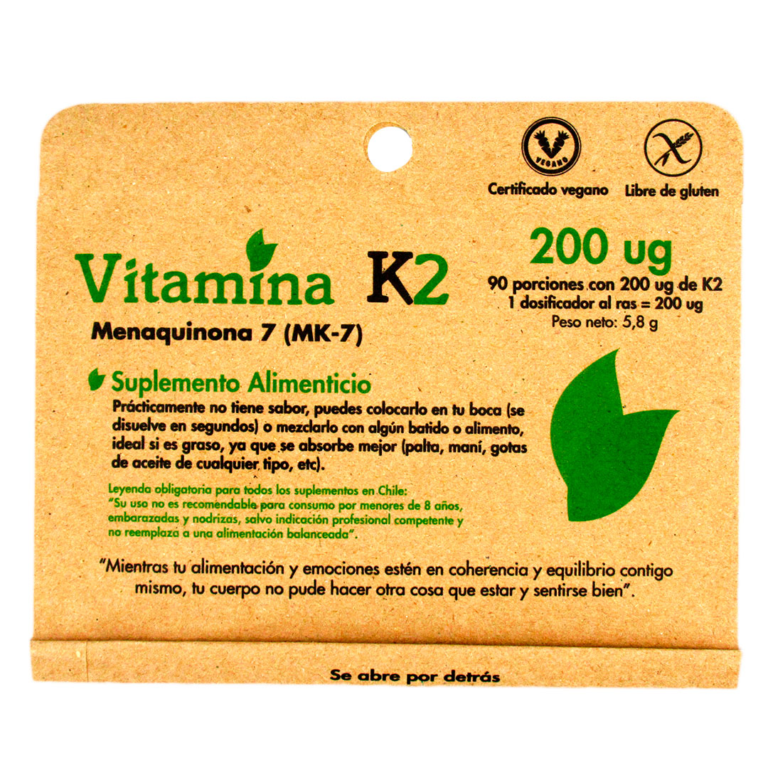Vitamina K2 90 Porciones de 200 ug Marca Dulzura Natural