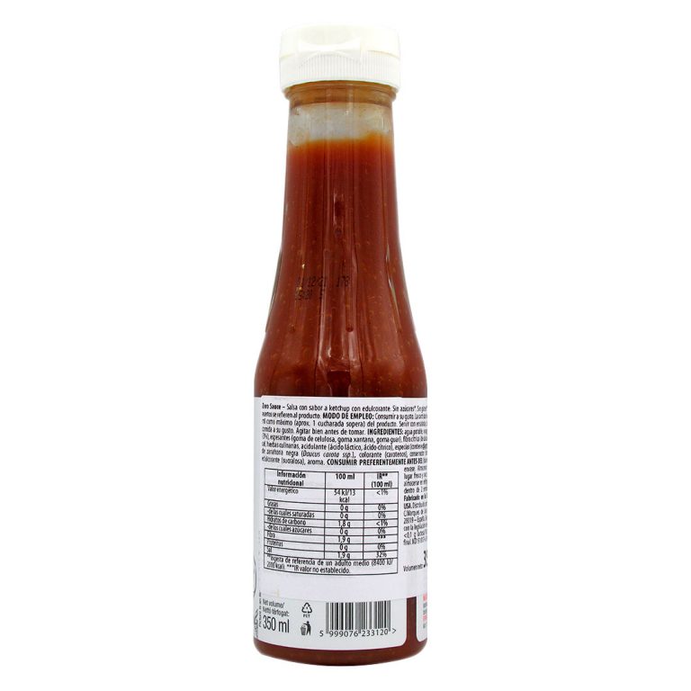 Ketchup Zero, Sin Azucar, Sin Gluten, Sin Lactosa, 350 ml, Marca Biotech Usa Tremus