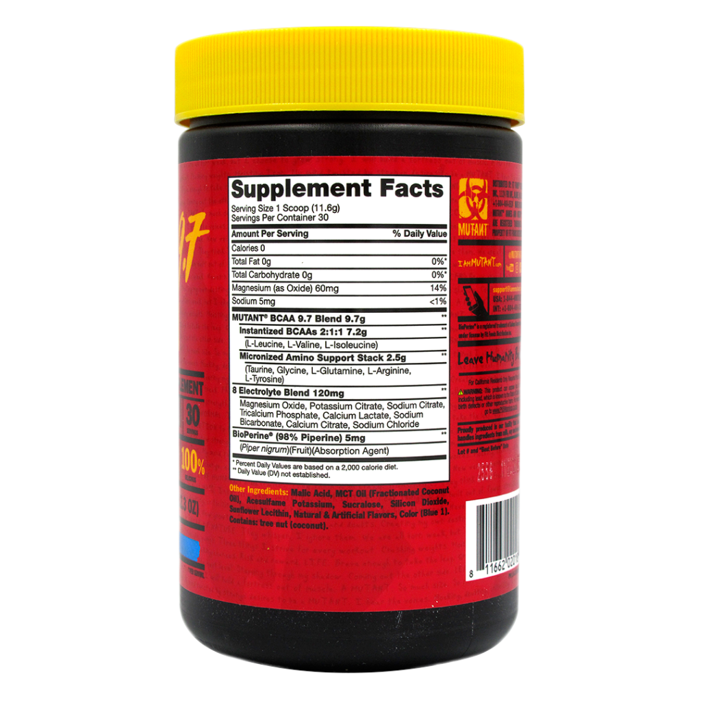 BCAA, Suplemento para Deportistas, Sabor Blue Raspberry, 348 Grs, Marca