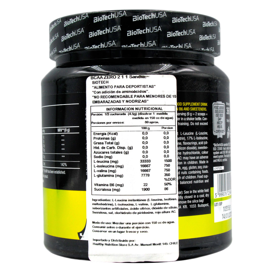 BCAA Zero Sabor Sandia 360 Grs Marca Biotech Usa - Imagen 2
