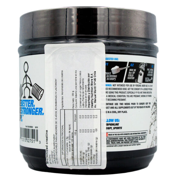 Creatina Micronizada Sin Sabor 600 Grs Marca Bpi Sport 3 ETIQUETA 2011322