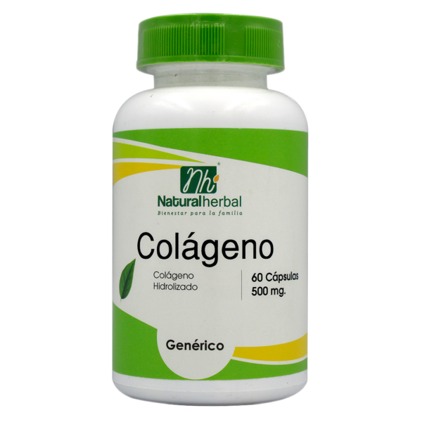 Colageno Hidrolizado 500 Mg 60 Capsulas Marca Natural Herbal