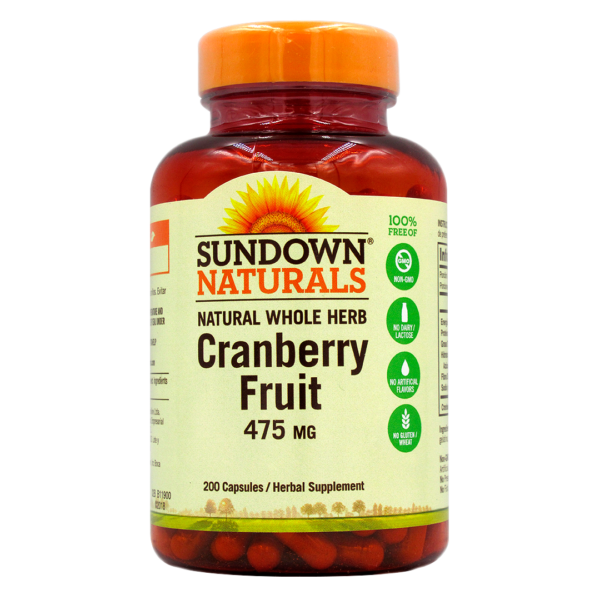 Cranberry Fruit Sin Gluten Sin Gmo 475 Mg 200 Capsulas Marca Sundown