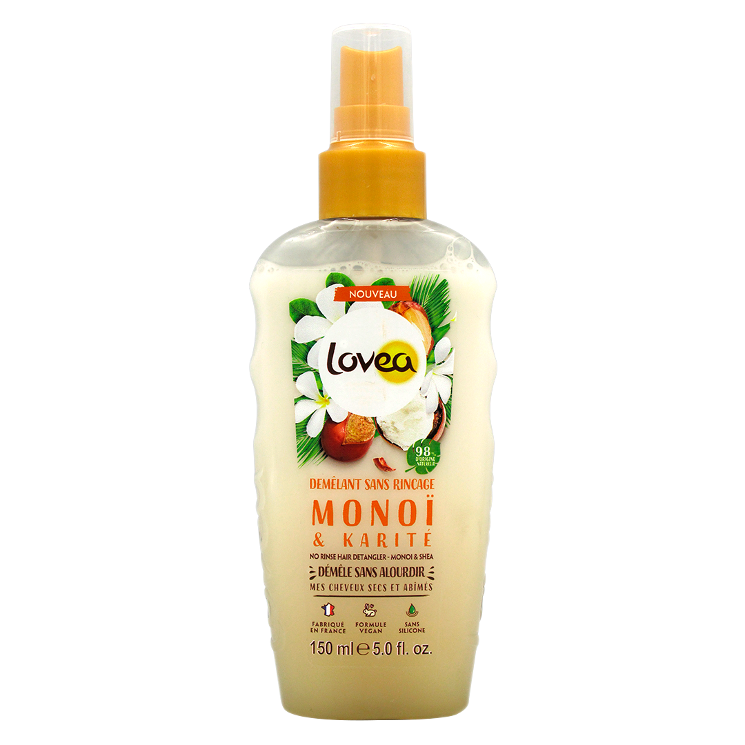 Spray Desenredante Monoi y Karite Sin Silicona 150 ml Marca Lovea