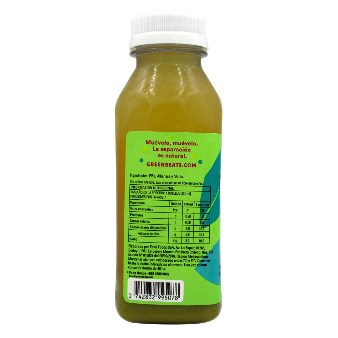 Jugo 100 % Natural Mint Punch, 330 ml, Marca Green Beats - Imagen 2