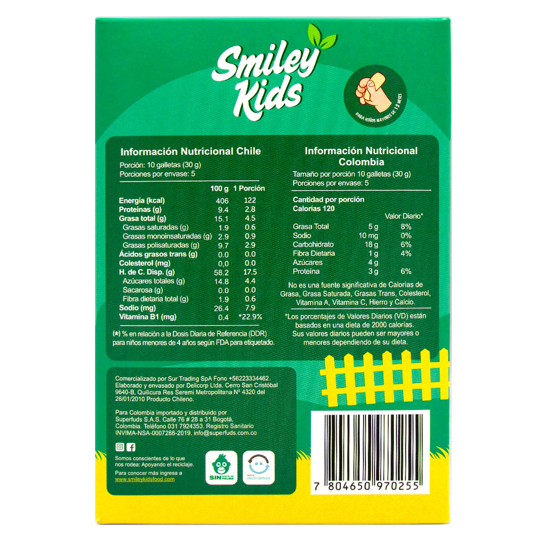 Galletas de Figuras Granjeritas Sabor Chocolate 150 Grs Marca Smiley Kids - Imagen 2