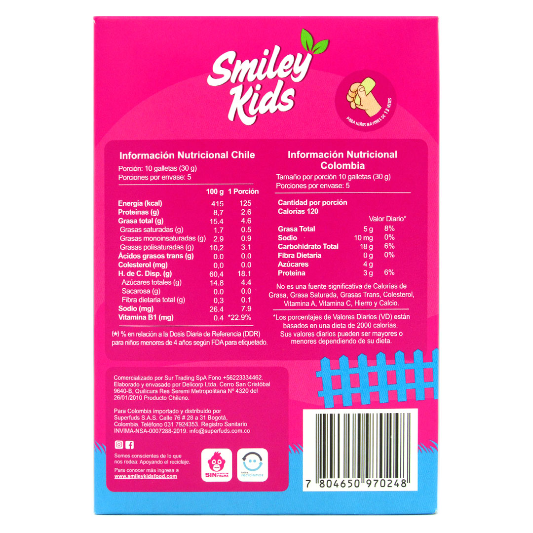 Galletas de Figuras Granjeritas Sabor Vainilla 150 Grs Marca Smiley Kids - Imagen 2