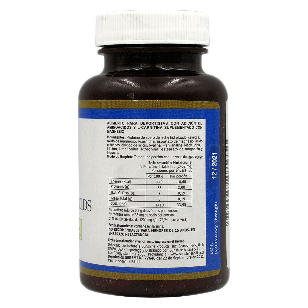 Free Amino Acids con Magnesio y L carnitina 60 Capsulas Marca Nature sunshine 2 Free Amino Acids con Magnesio y L carnitina 60 Capsulas Marca Nature sunshine - Imagen 2
