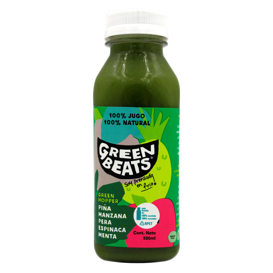 Jugo 100 % Natural Green Hopper, 330 ml, Marca Green Beats