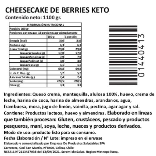 Cheesecake de Berries Keto, Sin Azúcar Añadida, 1100 g, Tremus - Imagen 2