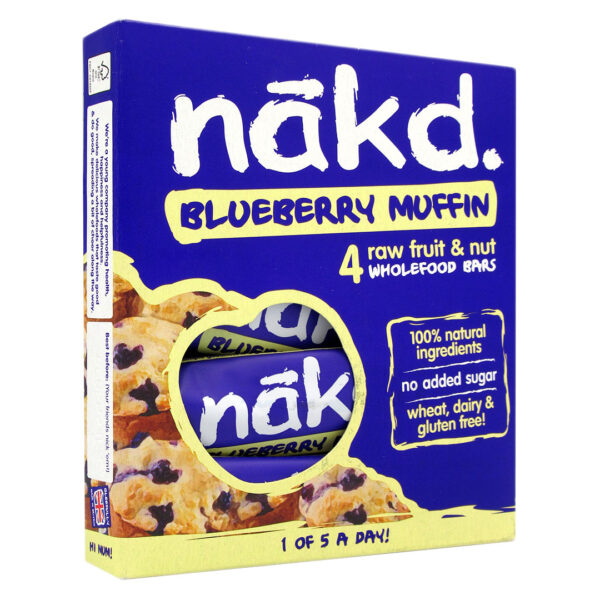 Pack de 4 Barras Veganas Blueberry Muffin Sin Glúten 35 grs marca Nakd