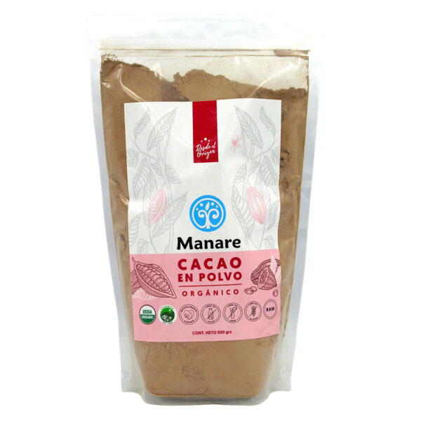 Cacao en Polvo Orgánico 500 grs Marca Manare