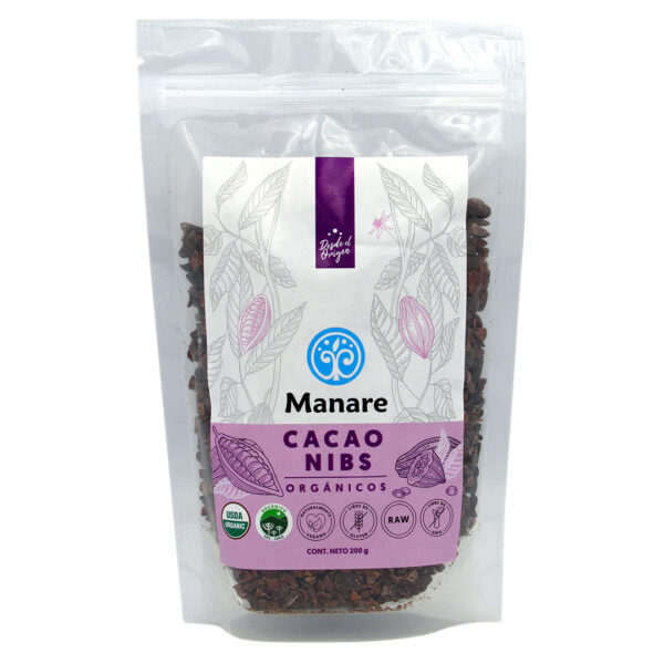 Nibs de Cacao Orgánico 200 grs  Marca Manare