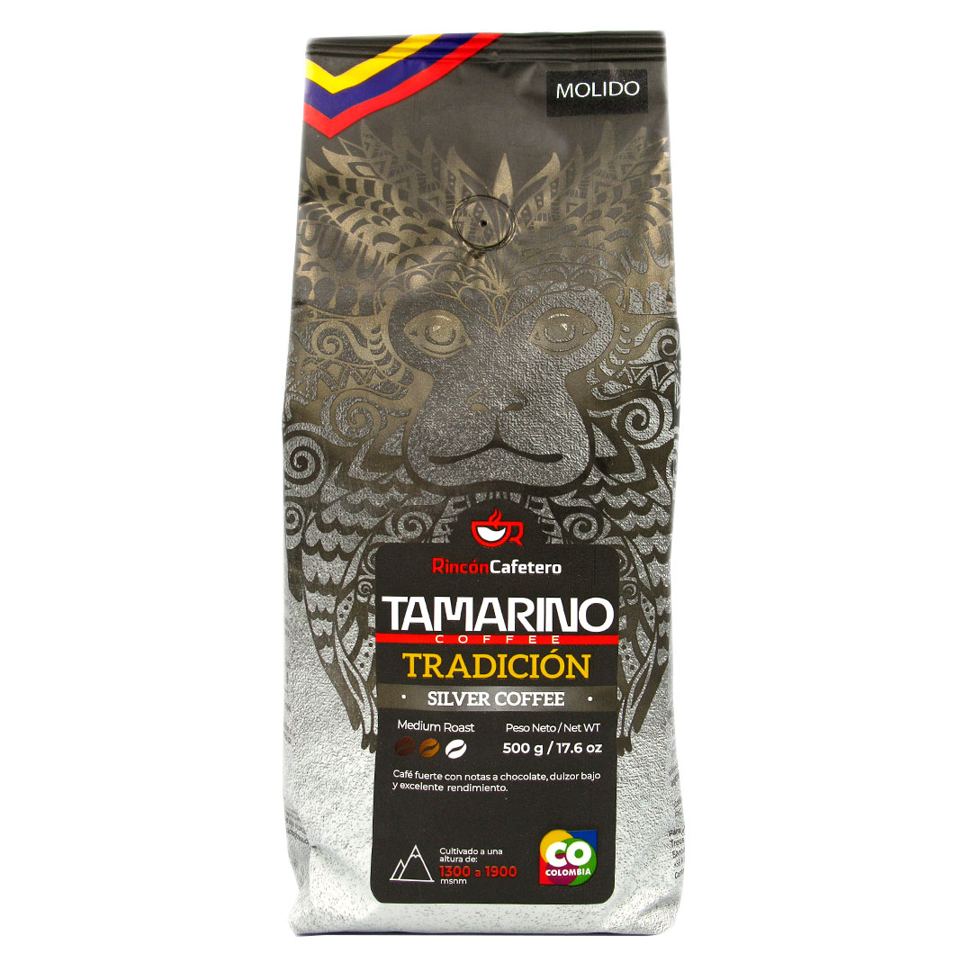 Café Silver Coffe Tradicion Molido, Tamarino, 500 Grs, Marca Rincon Cafetero
