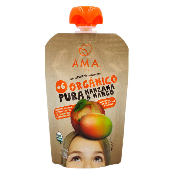 Pure de Fruta Organico Sabor Manzana Mango 90 gr marca AMA