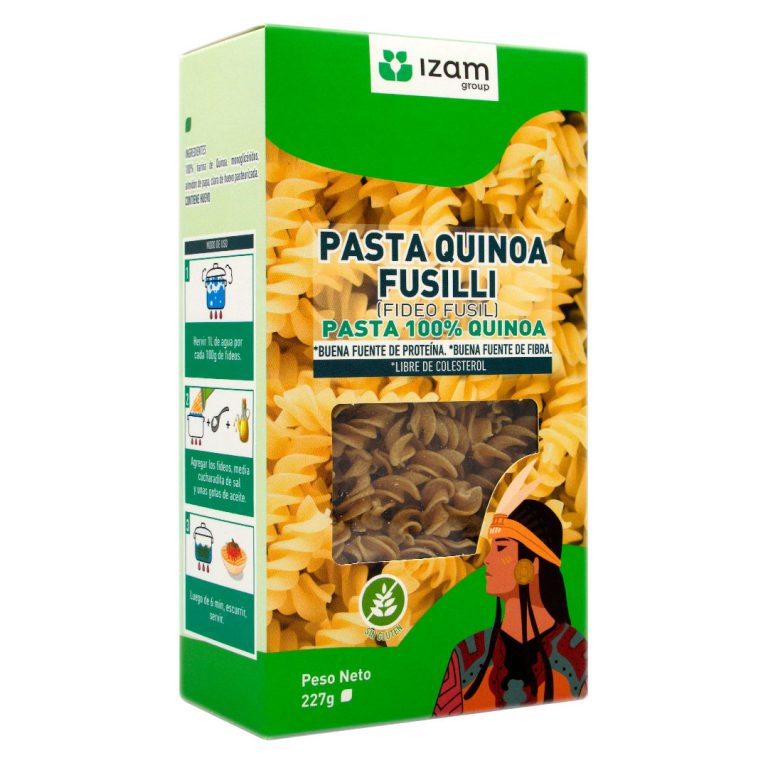 Pasta Quinoa Fusilli, Sin Gluten, 227gr, Marca Izam Tremus