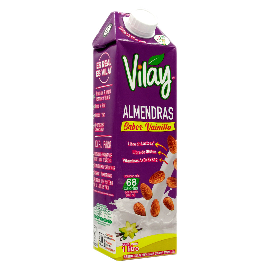 Bebida Vegetal de Almendras Sin Gluten Sin SoyaSabor Vainilla 1 Lt Marca Vilay