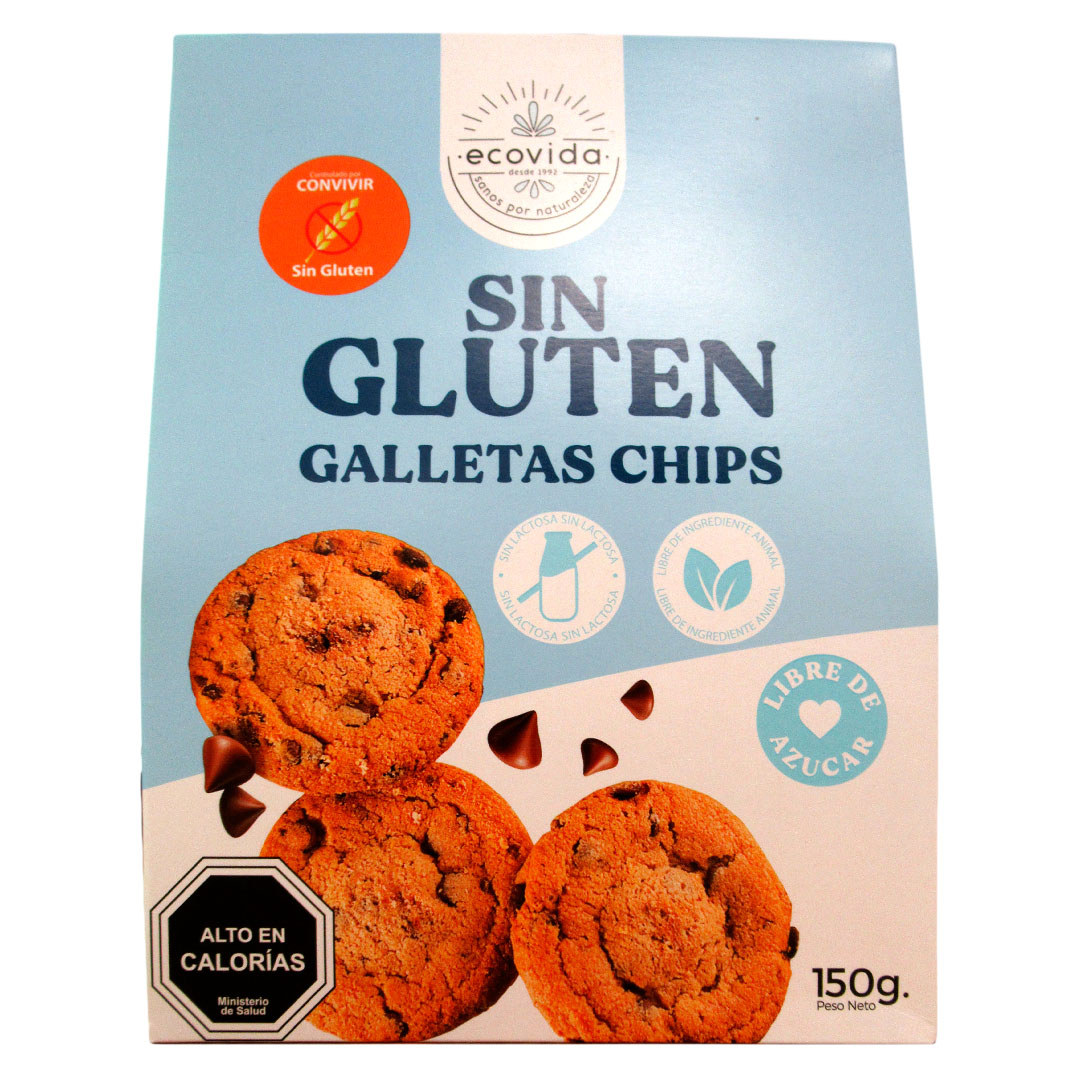 Galletas Con Chips de Chocolate Sin Gluten Sin Azúcar Sin Lactosa Vegana 150 grs Marca EcoVida 3 Galletas Con Chips de Chocolate Sin Gluten Sin Azúcar Sin Lactosa Vegana 150 grs Marca EcoVida - Imagen 3
