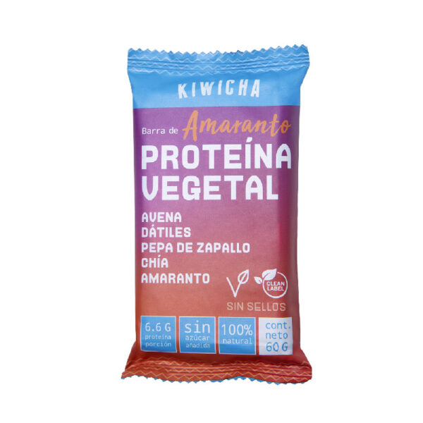 Barra Vegana Sabor Amaranto 60 gr marca Kiwicha