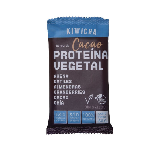 Barra Vegana Sabor Cacao 60 gr marca Kiwicha