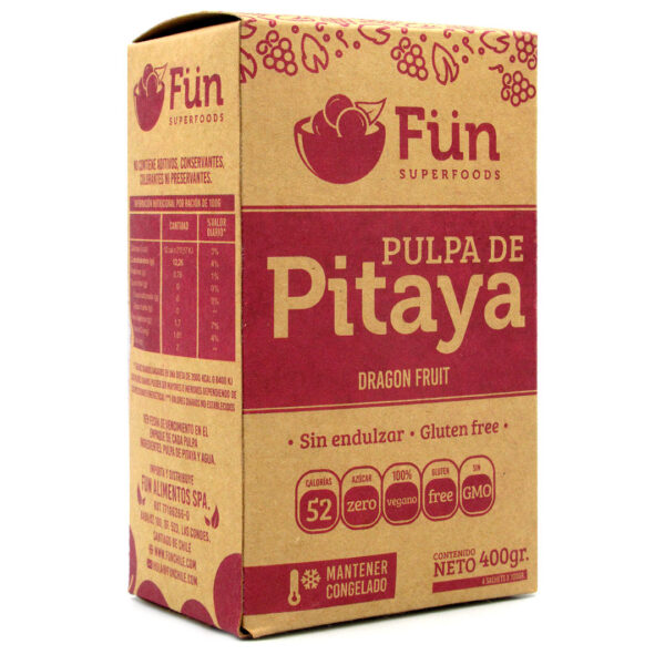 Pulpa de Pitaya Vegano Sin Gluten Sin Endulzar 400 gr marca Fün