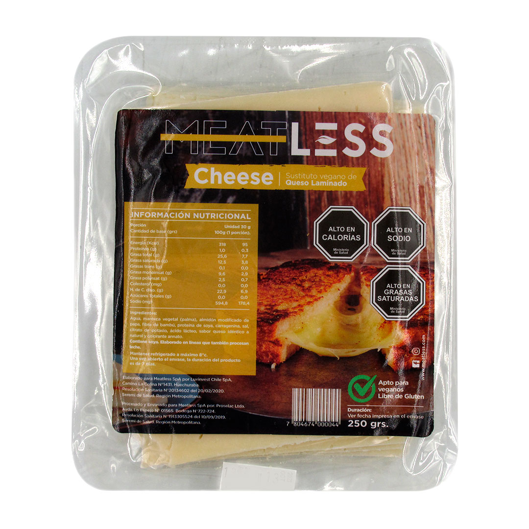 Sustituto de Queso Vegano Laminado, Libre de Gluten, 250 Grs, Marca