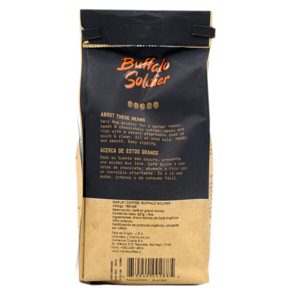Café De Grano Descafeinado, "Buffalo Soldier", 227 gr, Marca Marley Coffee 4 ETIQUETA 1 1420167