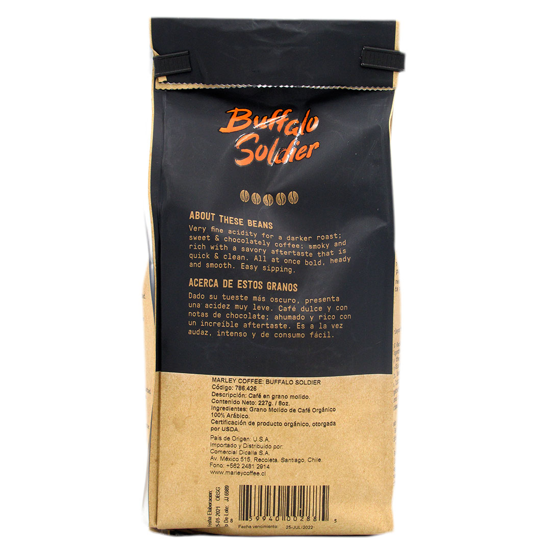 Café De Grano Descafeinado, "Buffalo Soldier", 227 gr, Marca Marley Coffee 2 Café De Grano Descafeinado, "Buffalo Soldier", 227 gr, Marca Marley Coffee - Imagen 2