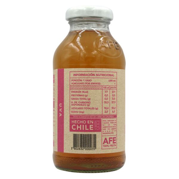 Jugo de Uva, 100 % Fruta, 300 ml, Marca AFE 3 ETIQUETA 1180244