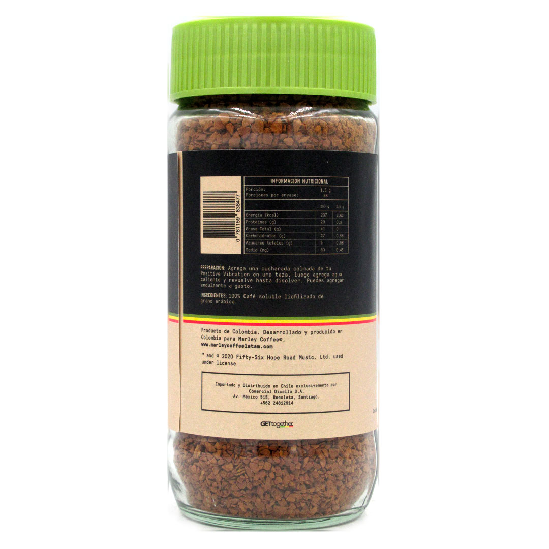 Café Instantaneo Liofilizado, 100% Organico, Arabico, Tostado Medio, 100 gr, Marca MARLEY Coffee 2 Café Instantaneo Liofilizado, 100% Organico, Arabico, Tostado Medio, 100 gr, Marca MARLEY Coffee - Imagen 2